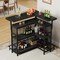 Corner Bar Cabinet with LED Light Strip, Wine Storage and Glass Racks